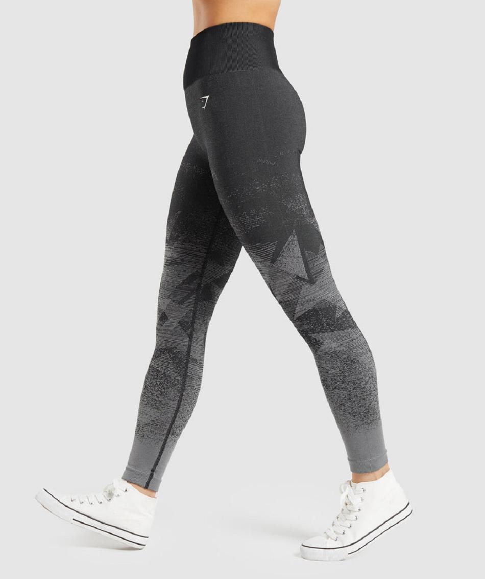 Gymshark Adapt Ombre Seamless Ženske Tajice Crne | HR 3966WNB